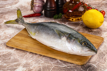 Raw Japanese Amberjack for cooking
