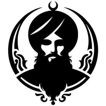 black sikh man portrait emblem clip art preview
