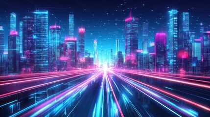 Fototapeta premium Futuristic city highway at night