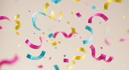 Colorful Confetti Falling Against a Soft Background for Celebratory Moments