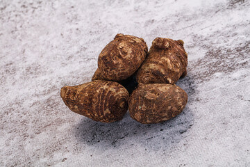Brown topinambur roots for cooking