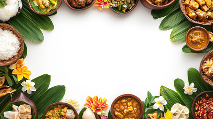 Exotic culinary frame, Indonesian specialties, tropical allure, cultural feast