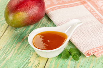 Sweet dessert orange mango puree