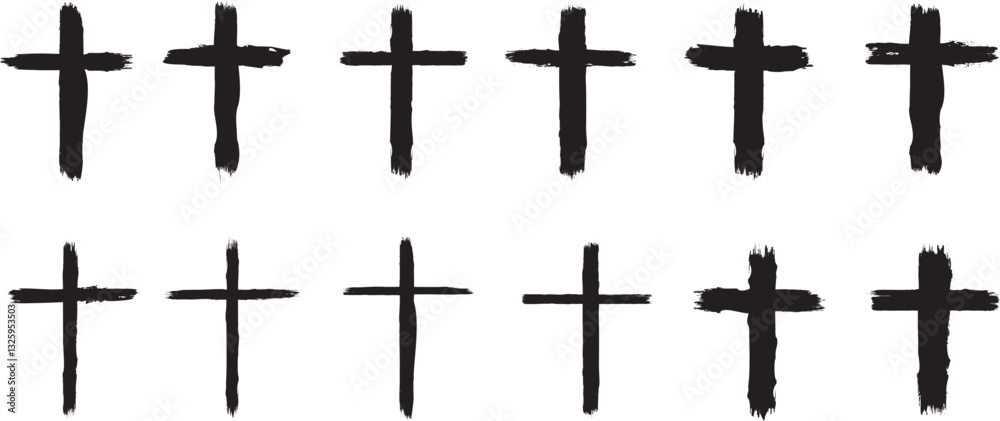 Aufkleber textured religion cross . christian cross . vector cross with rough edges