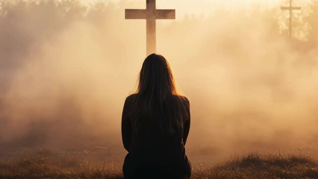 A woman asking Jesus Christ to help her in her Christian life.