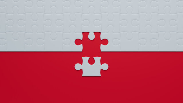 Connecting the Pieces: A Striking Red and White Jigsaw Puzzle Concept