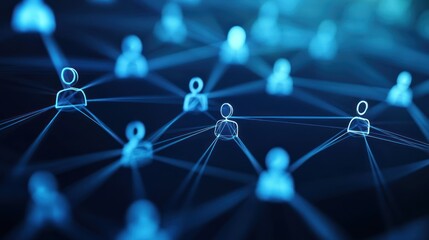 Connected network of people with lines representing their relationships