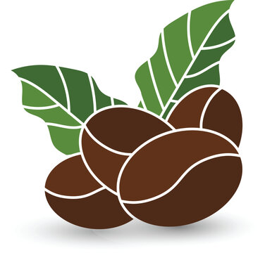 coffee beans with green leaves clip art preview