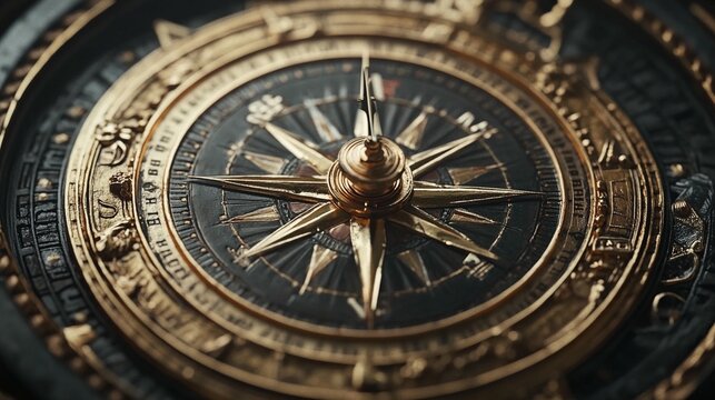 Ornate Compass: A Close-Up View