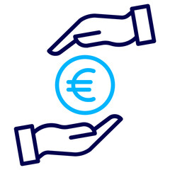 Euro hand Outline Color icon