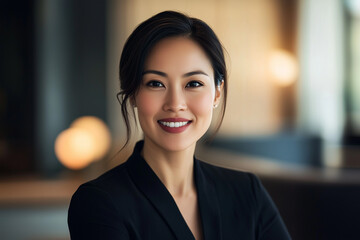 Naklejka premium Confident Diverse Business Professional in Modern Office | Corporate Portrait Photography | Commercial Workspace Environment