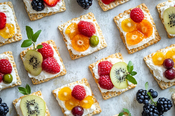 Delicious fruit and cream cheese crackers appetizer recipe sweet treats food kiwi berry party snack