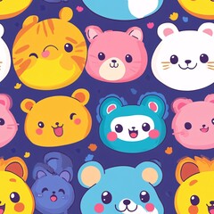 Playful animal seamless pattern design colorful background cute graphic whimsical environment fun concept