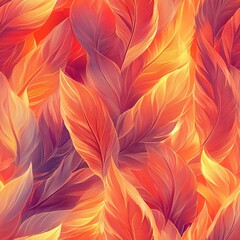 Vibrant leaf pattern inspiration nature digital art seamless design colorful environment abstract concept
