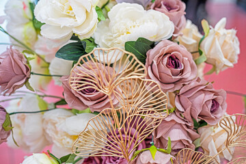 beautiful bouquet close-up of white, cream roses