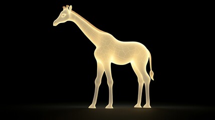 Fototapeta premium Glowing wireframe giraffe, digitally rendered on black background.