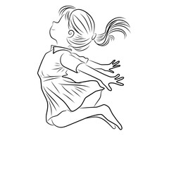 vector illustration of a girl jumping