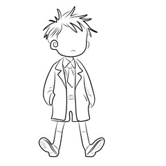 cartoon illustration of standing boy