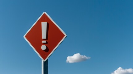 Red Warning Sign Exclamation Mark  Clear Sky  Alert  Danger  Caution