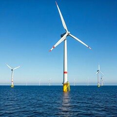 Offshore Wind Farm at Sunset &ndash; Renewable Energy & Sustainable Power Generation