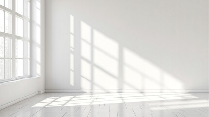 Fototapeta premium Bright Interior with Sunlit Windows and Hardwood Flooring