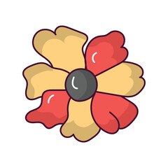 Flower doodle color line icon with white background vector stock illustration