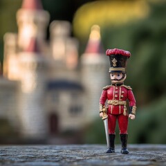Toy soldier guarding a dreamy castle kingdom with fairytale elegance