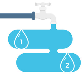 Infographic template with faucet and two water drops