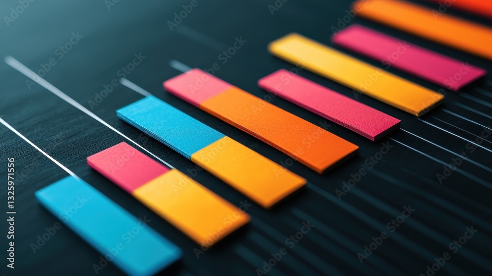 Poster A vibrant graphic featuring colorful bars on a dark background, representing data visualization and analysis.