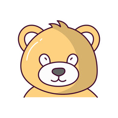 Bear doodle color line icon with white background vector stock illustration