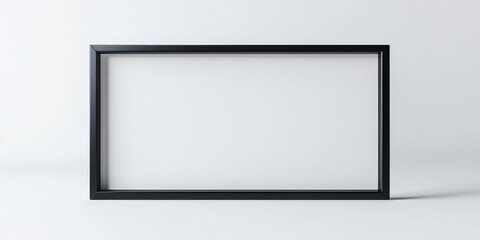 Elegant white rectangular frame with a sleek black border; subtle left-side shadow adds depth as it tilts gently to the right