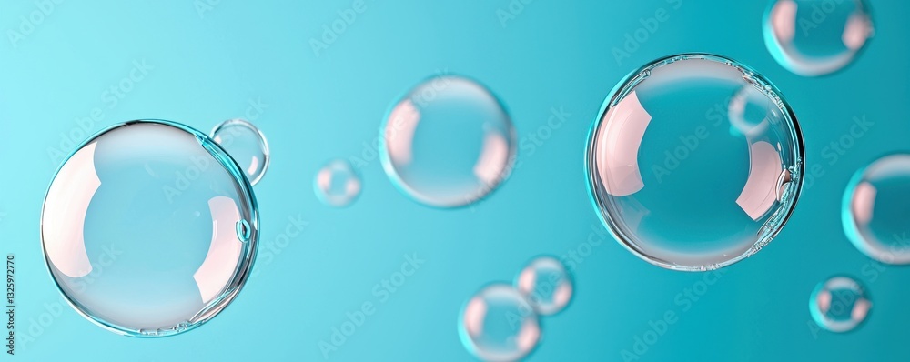 Aufkleber a serene image featuring floating bubbles against a soft blue background, creating a calming and dre
