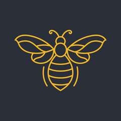 Honey bee monoline style vector logo design, Premium honey bee monoline logo design vector icon illustration