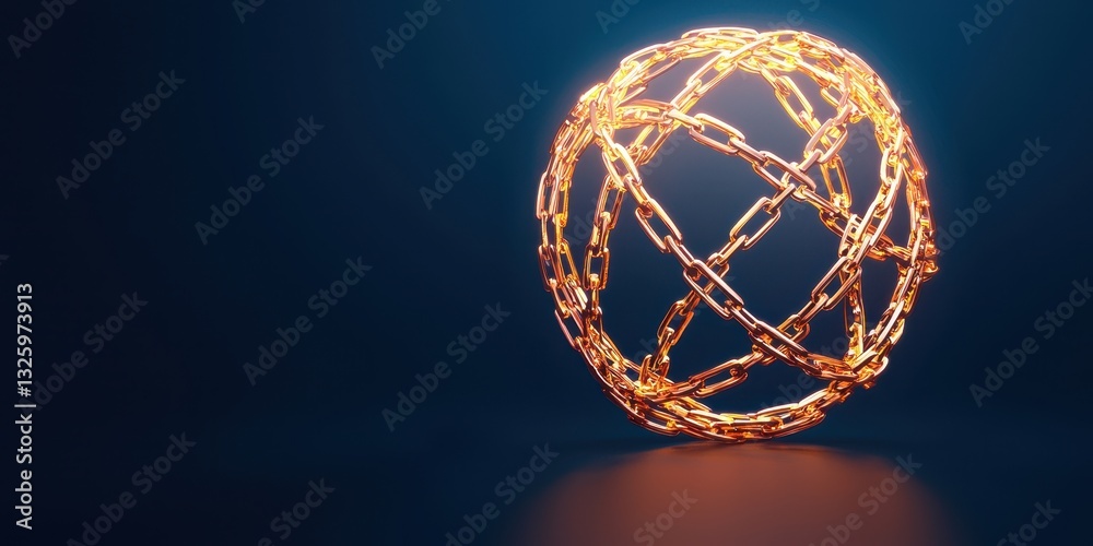 Poster a glowing, intricately woven orb made of light strands against a dark background, creating an ethere