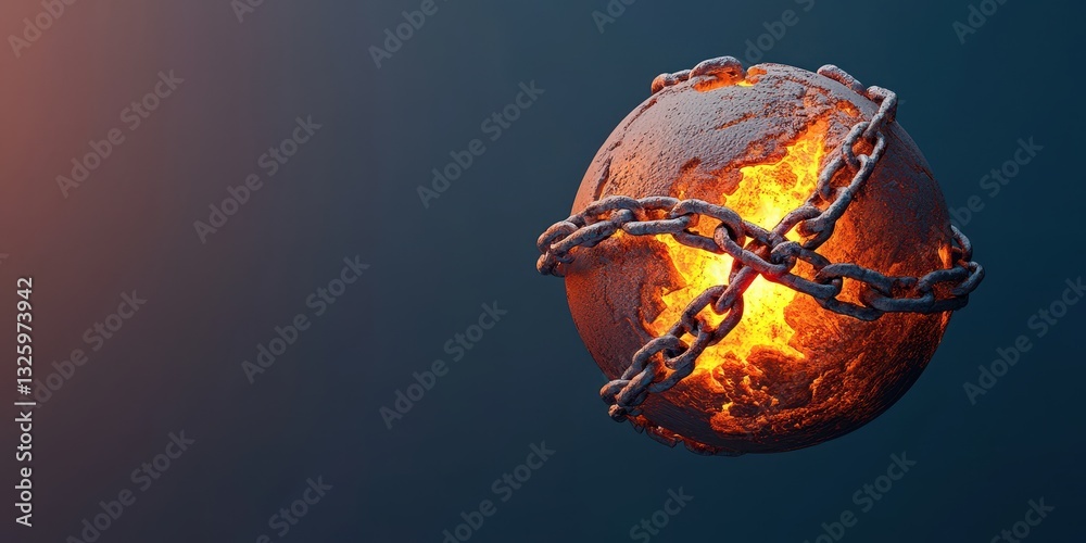 Poster A fiery sphere bound by chains, set against a dark backdrop, evoking themes of confinement and intensity.