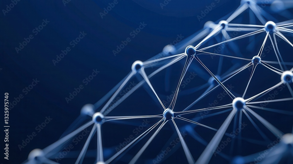 Poster A blue background with a network of interconnected nodes and lines, symbolizing technology, data, and connectivity.