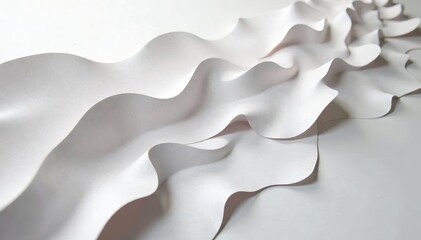 Intricate white paper art installation with geometric shapes and dynamic form, geometric, modern