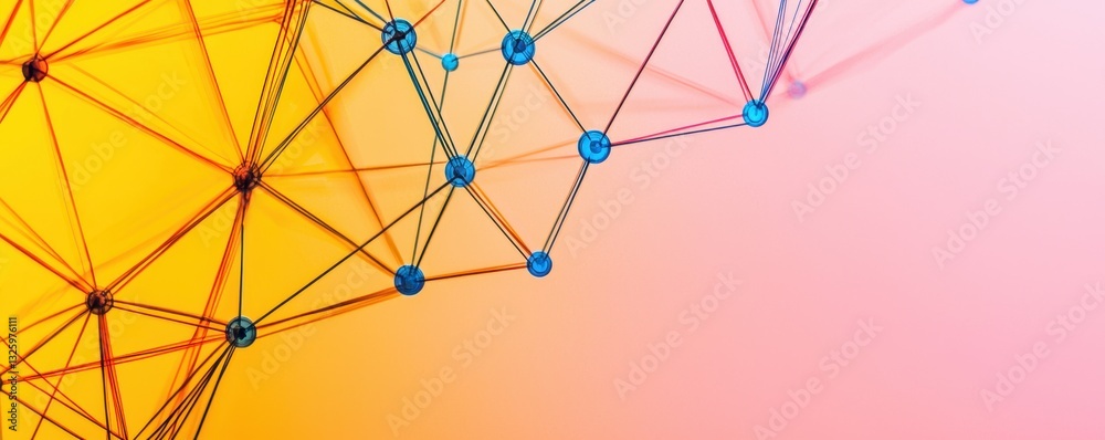 Aufkleber a vibrant abstract graphic featuring interconnected nodes and lines, blending warm colors with moder