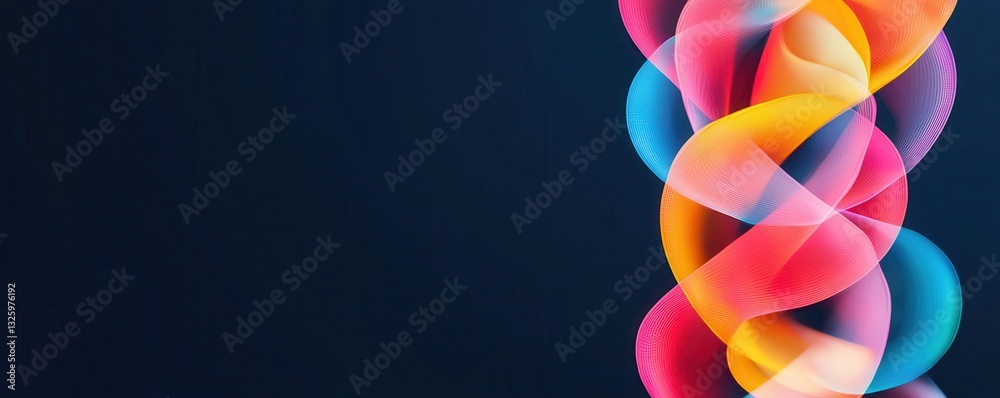 Poster a vibrant abstract design featuring swirling colors on a dark background, creating a sense of moveme