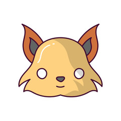 Fox doodle color line icon with white background vector stock illustration