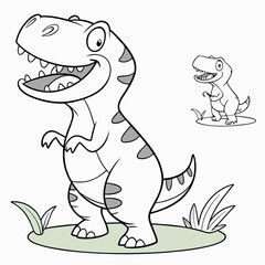 Cartoon tyrannosaurus coloring book
