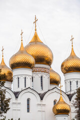 Russia, Yaroslavl city. Spaso-Preobrazhensky Monastery, Assumption Cathedral, view from the observation deck, Golden Ring.