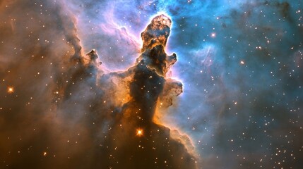 Obraz premium Cosmic Pillars Nebula Space Celestial Starry Night Sky Way Gas Dust Blue Dark