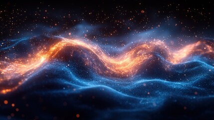 Obraz premium Abstract Cosmic Landscape: A Digital Art of Celestial Waves