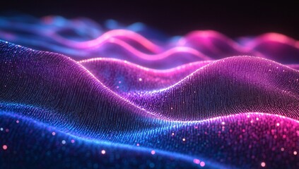 Fototapeta premium Dynamic waves of light and color digital art background abstract futuristic vibrant environment