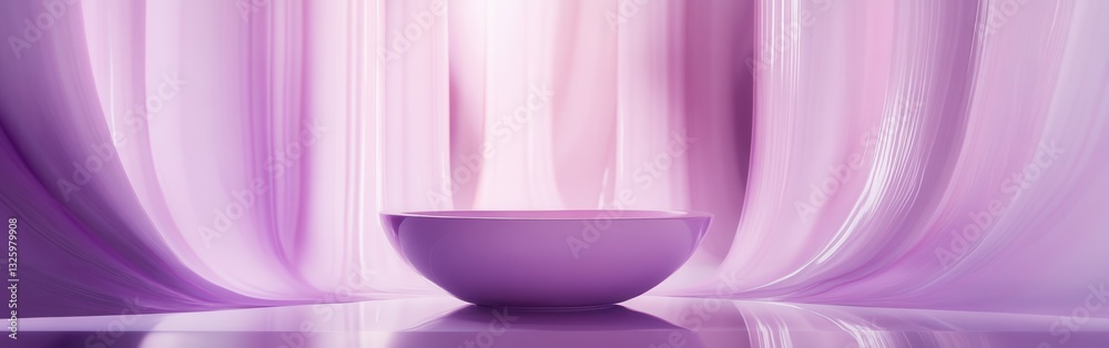Aufkleber Soft lavender bowl complements gentle folds of sheer fabric in a tranquil setting