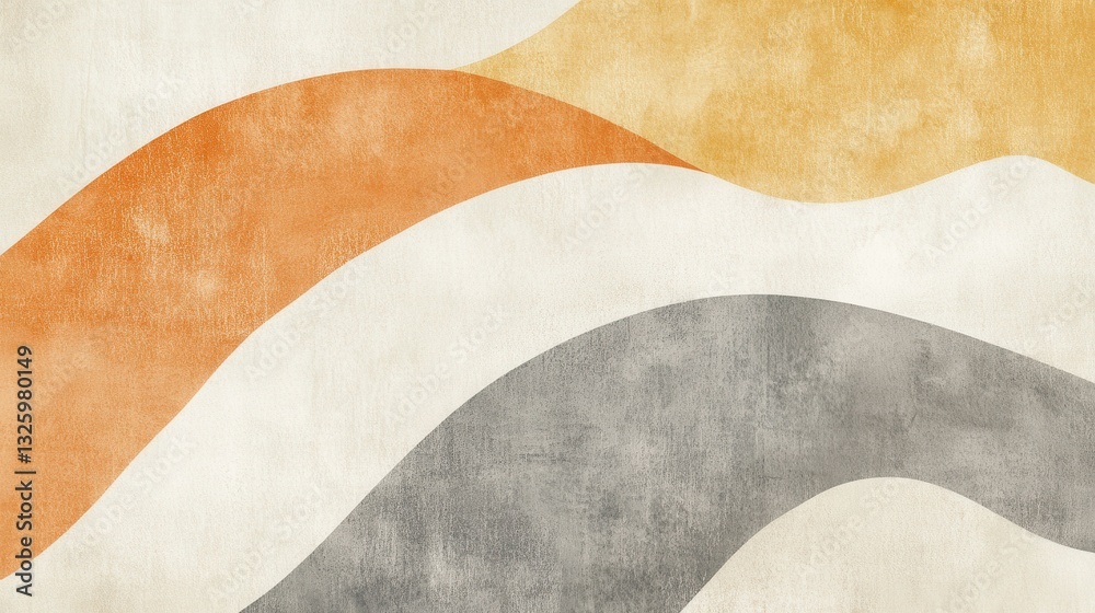 Poster soft arcs of muted pencil strokes create a serene backdrop in shades of gray, orange, and cream