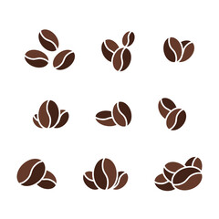 set of coffee beans flat design