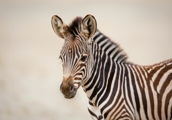 Naklejka premium Close-up of a zebra showcasing its striking black and white stripes
