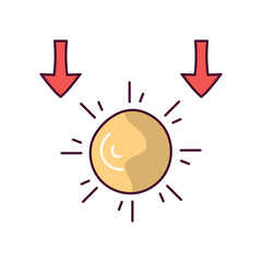 Sunset doodle color line icon with white background vector stock illustration